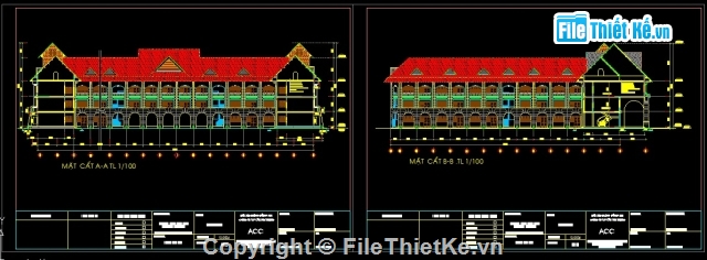 bản vẽ trường phổ thông trung học,bản vẽ thiết kế trường học 3 tầng KT48x29.7m,Bản vẽ trường học 3 tầng,bản vẽ autocad trường học 3 tầng